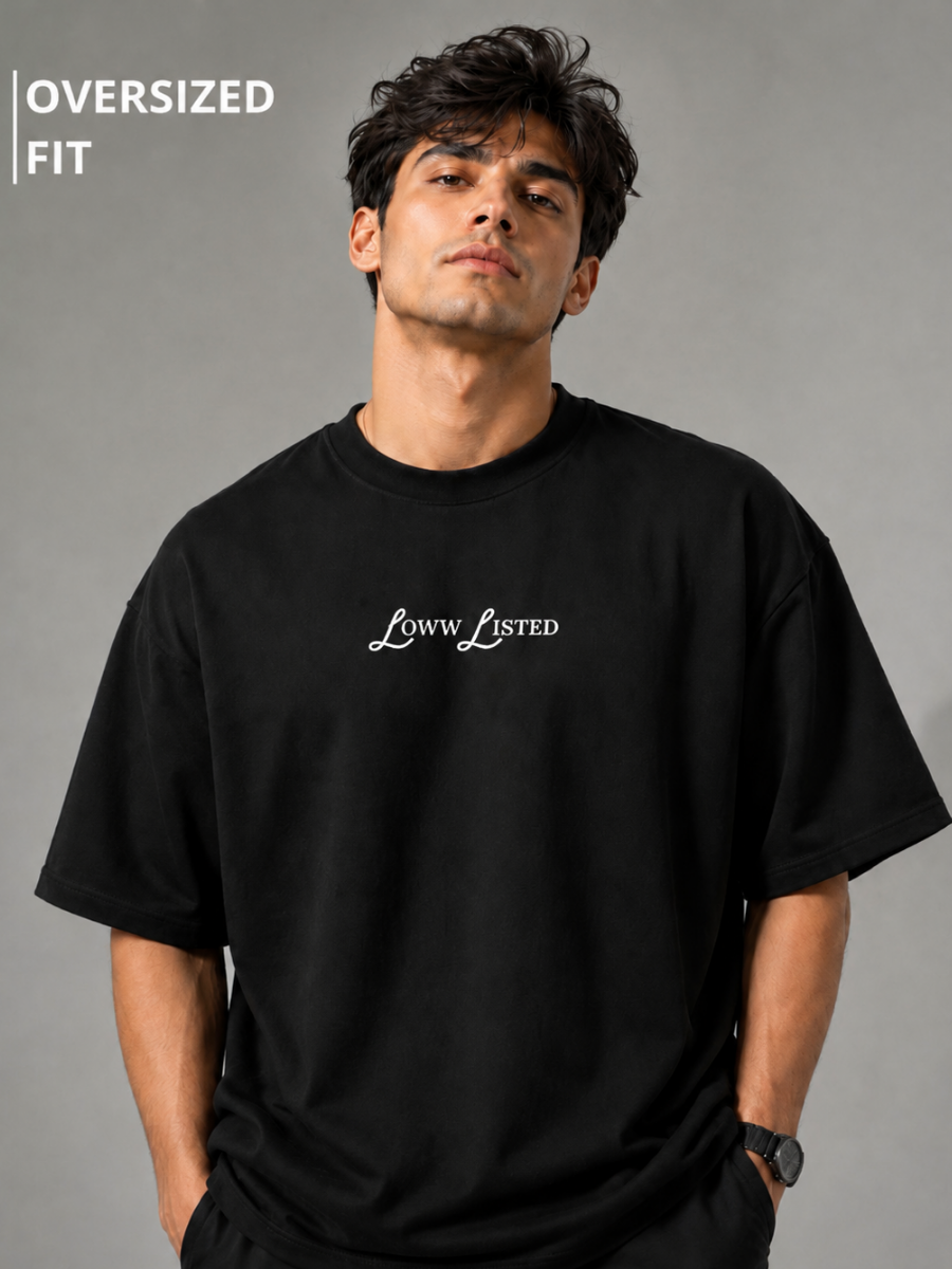 Stay Positive Black Oversized Graphic Printed T-Shirt
