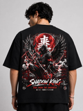 Shadow King Black Oversized Graphic Printed T-Shirt