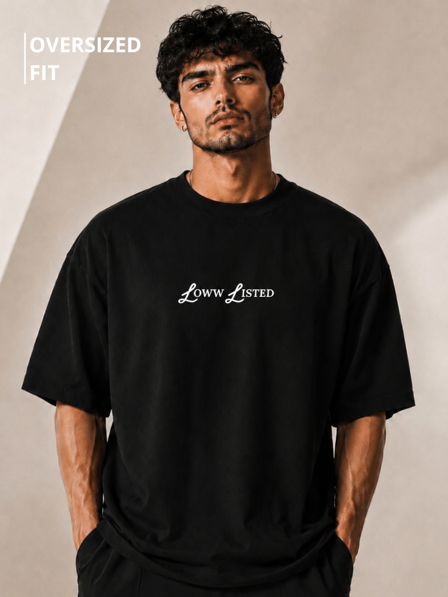 Tiger Spirit Black Oversized Graphic Printed T-Shirt