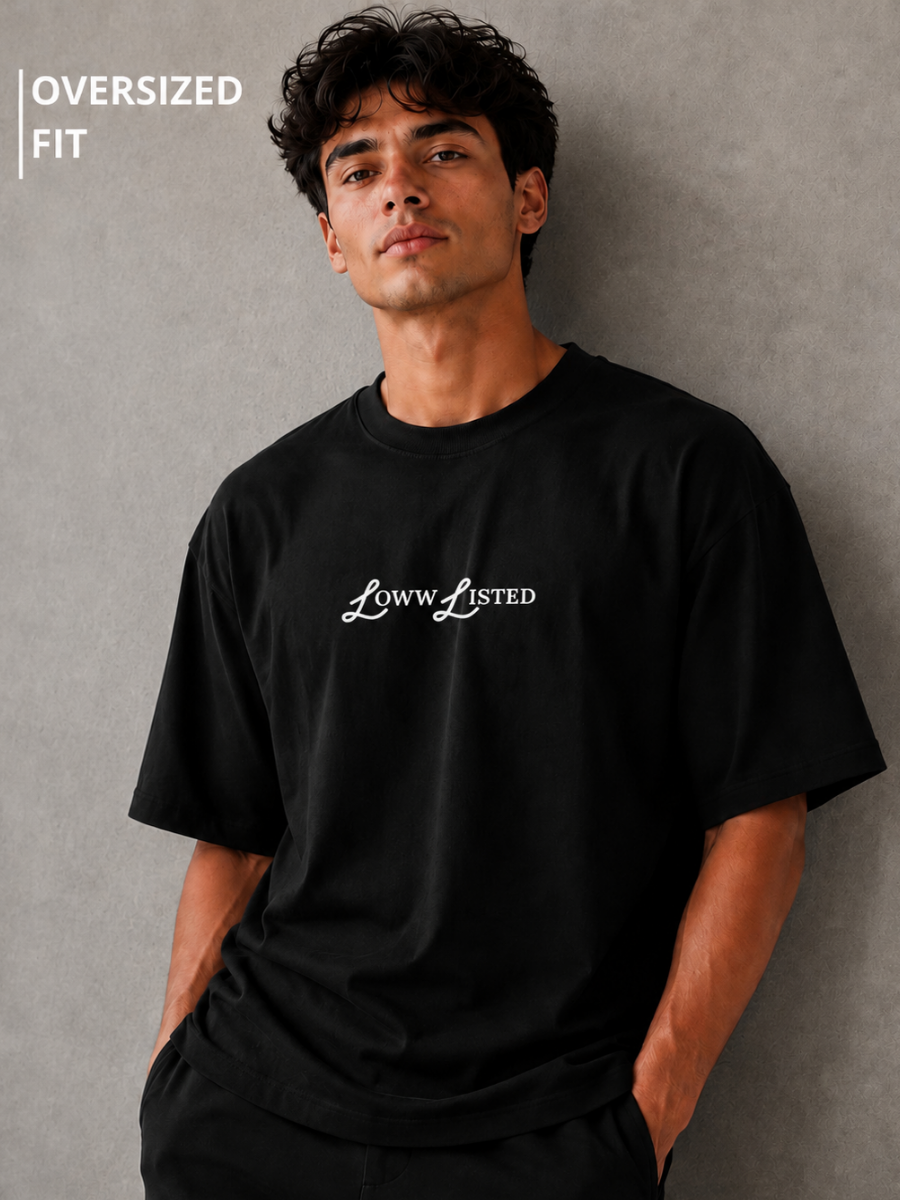 Ghost In The System Black Oversized Graphic Printed T-Shirt