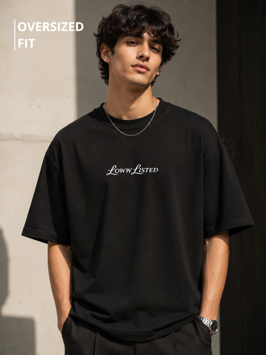 Overthinking Mode Black Oversized Graphic Printed T-Shirt