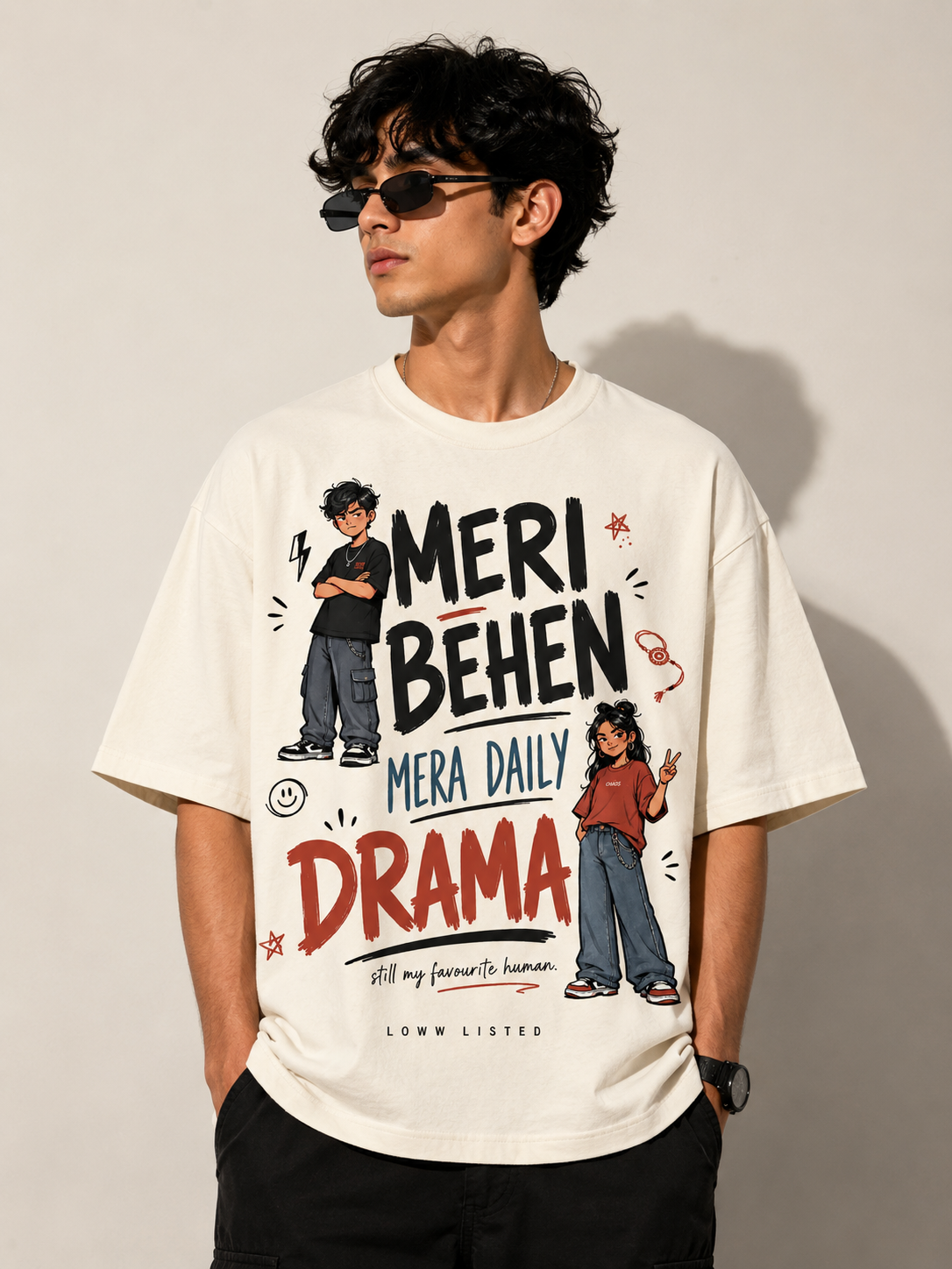 Loww Listed | Daily Drama Bhai Bahan - Off White