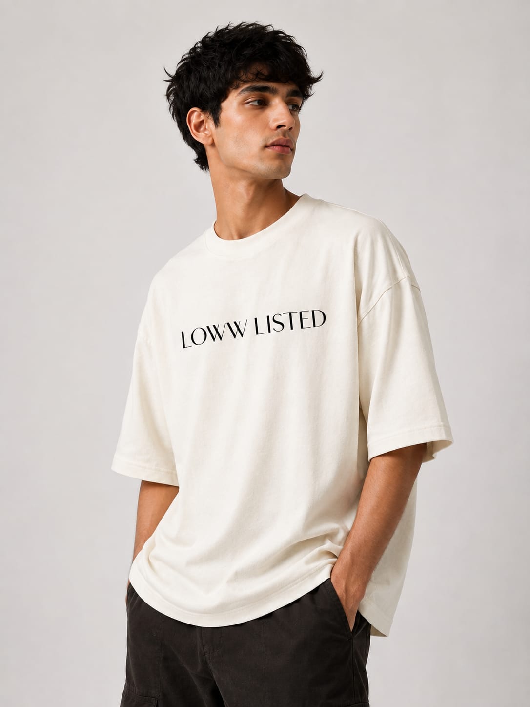 The Signature Serif Tee - Off White Oversized