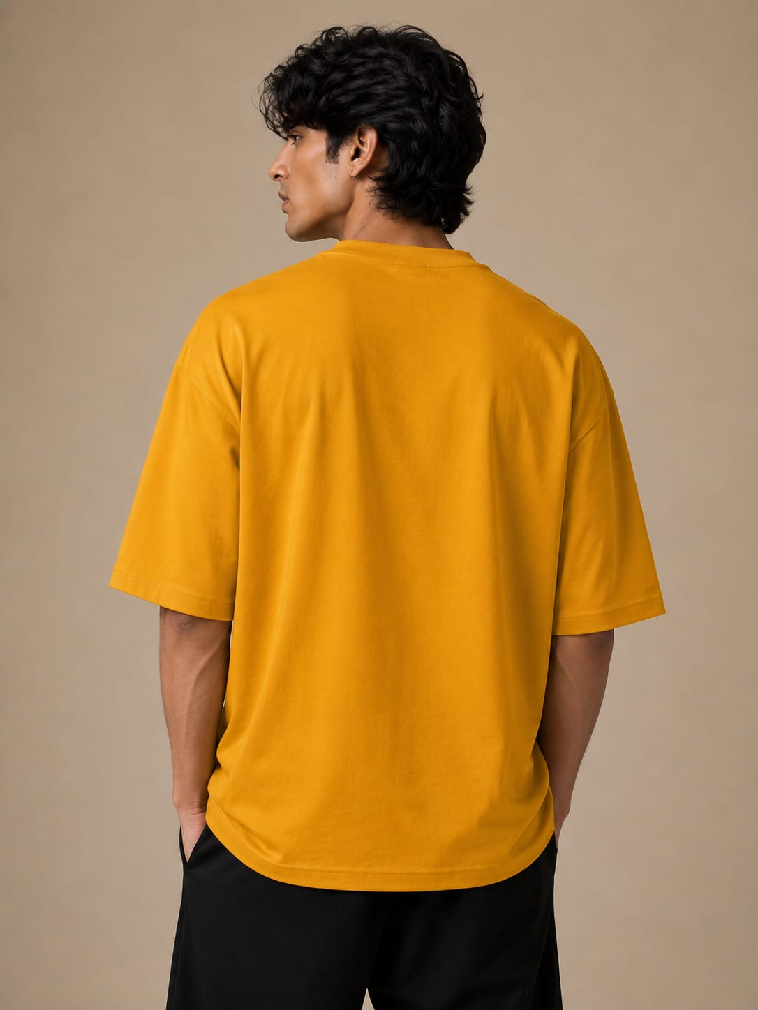Loww Listed Vertical Type Oversized T-shirt - Mustard Yellow