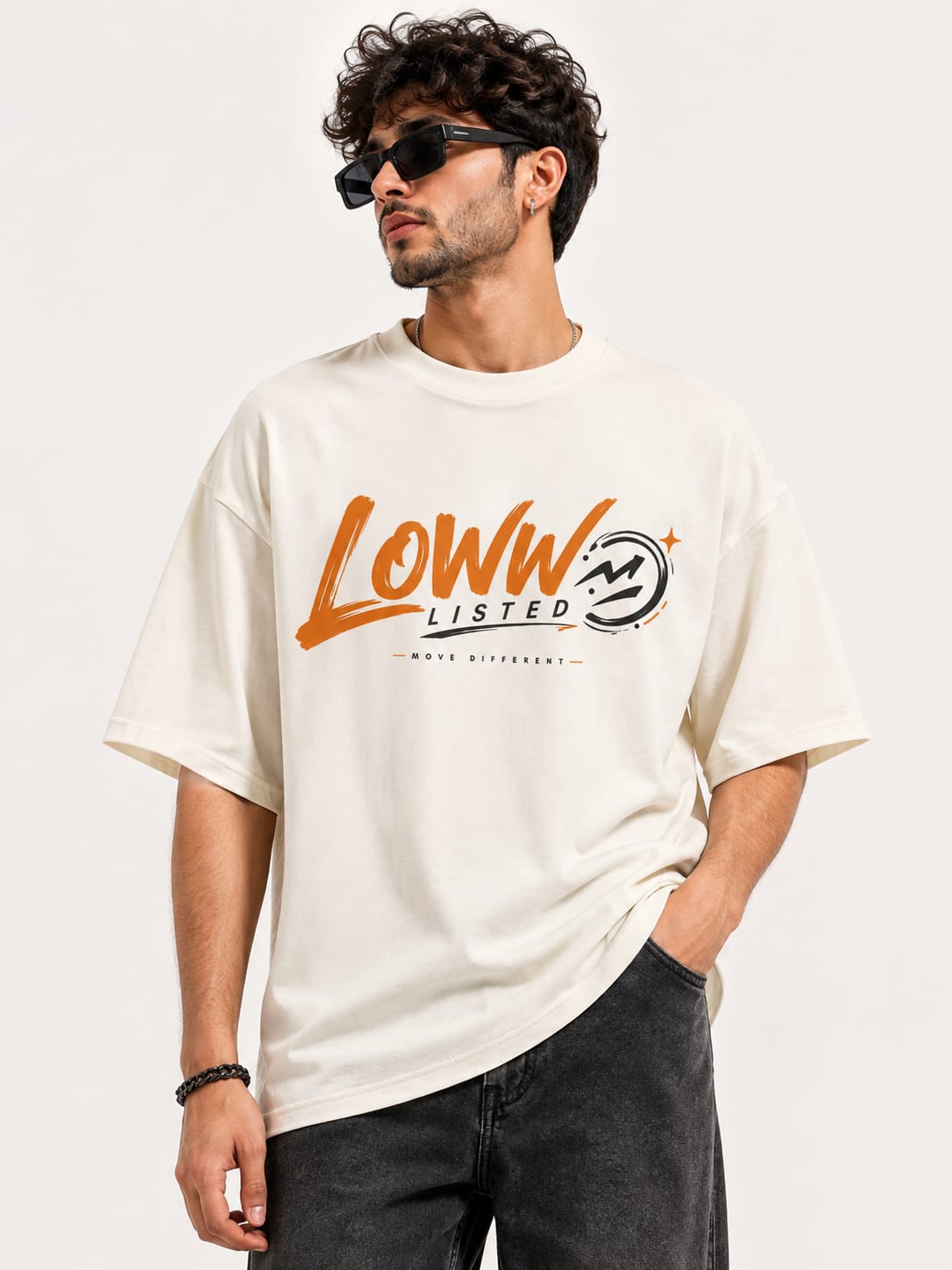 Loww Listed Move Different Graphic Oversized T-Shirt - Off White