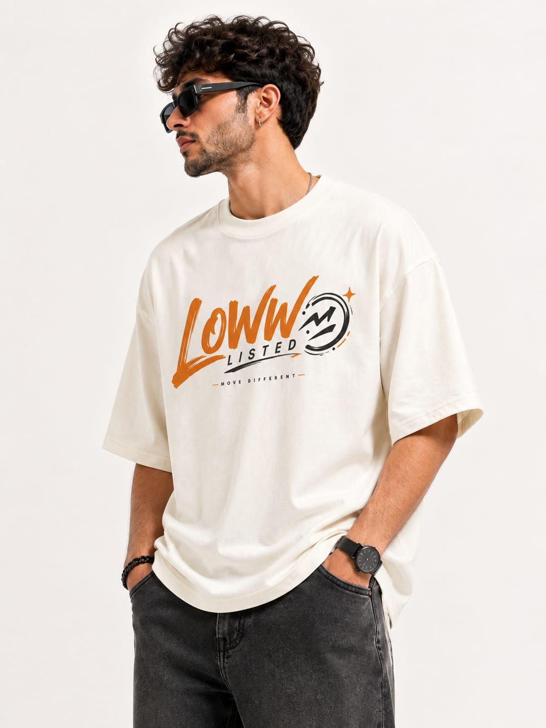 Loww Listed Move Different Graphic Oversized T-Shirt - Off White