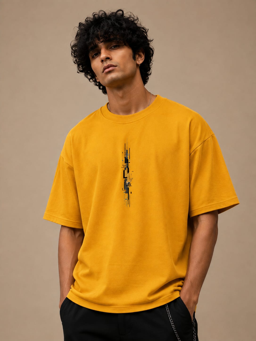 Loww Listed Signal Break Graphic Oversized T-shirt - Mustard Yellow