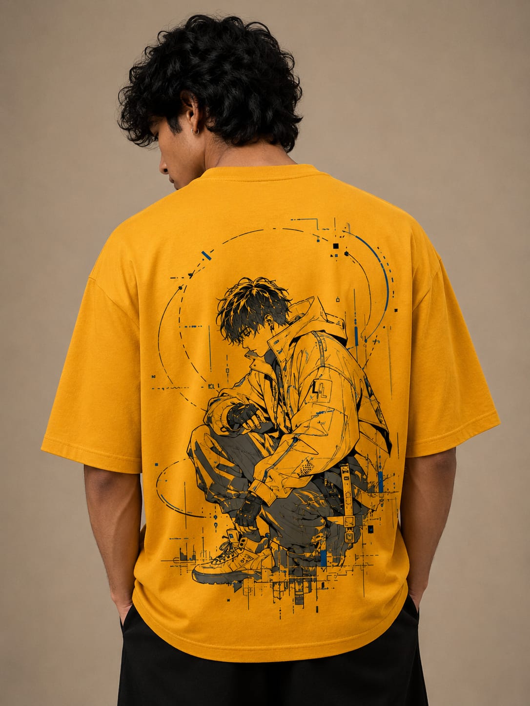 Loww Listed Signal Break Graphic Oversized T-shirt - Mustard Yellow