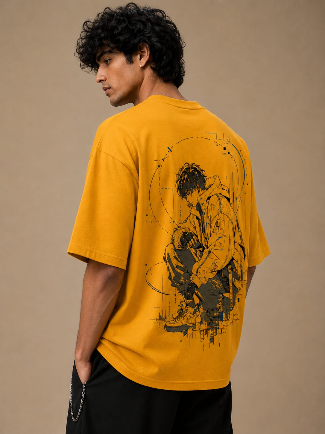 Loww Listed Signal Break Graphic Oversized T-shirt - Mustard Yellow
