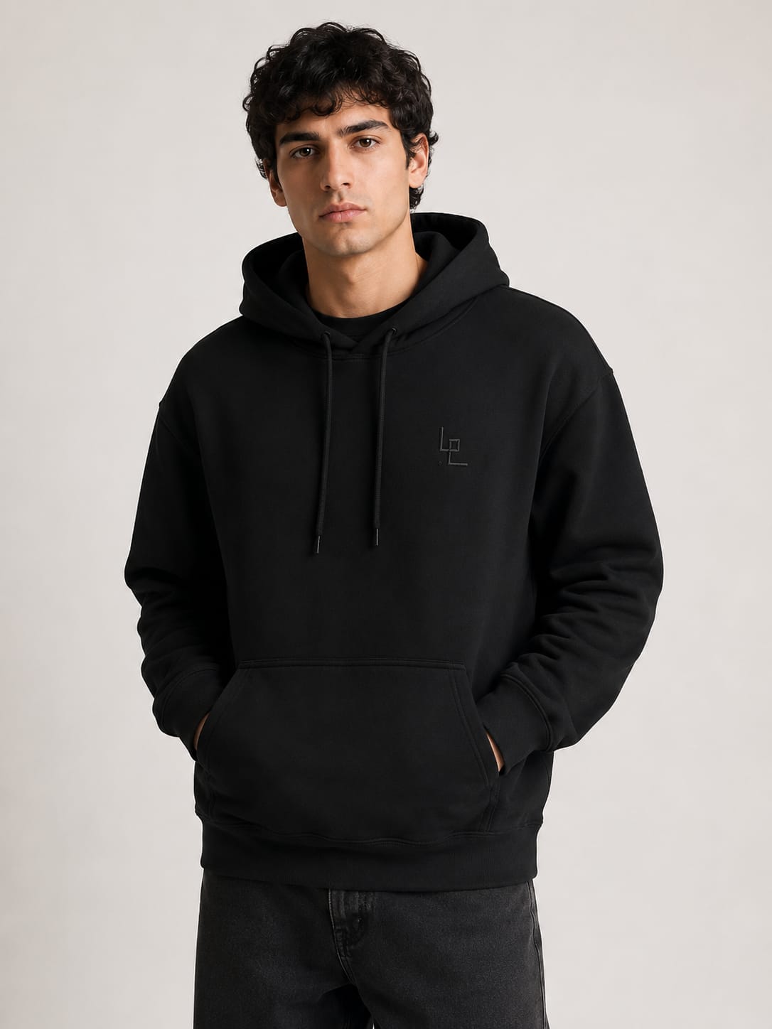 LOWW LISTED Shadow Black Oversized Hoodie