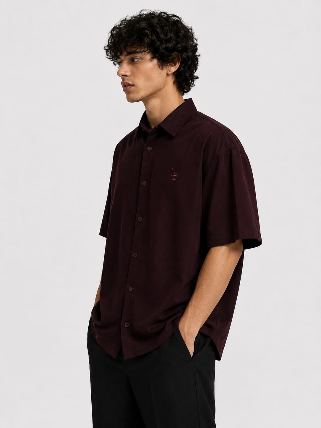 LOWW LISTED Signature Oversized Shirt – Burgundy