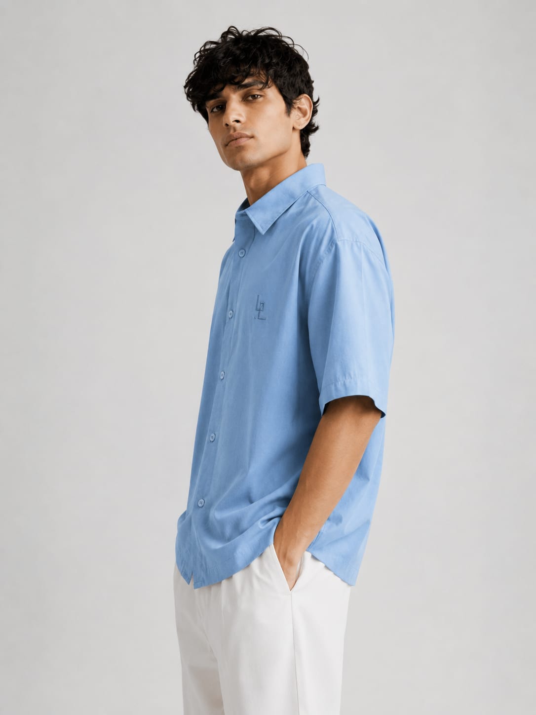 LOWW LISTED Sky Blue Relaxed Oversized Shirt