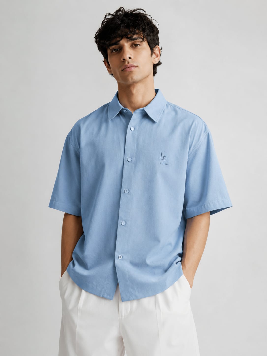 LOWW LISTED Sky Blue Relaxed Oversized Shirt