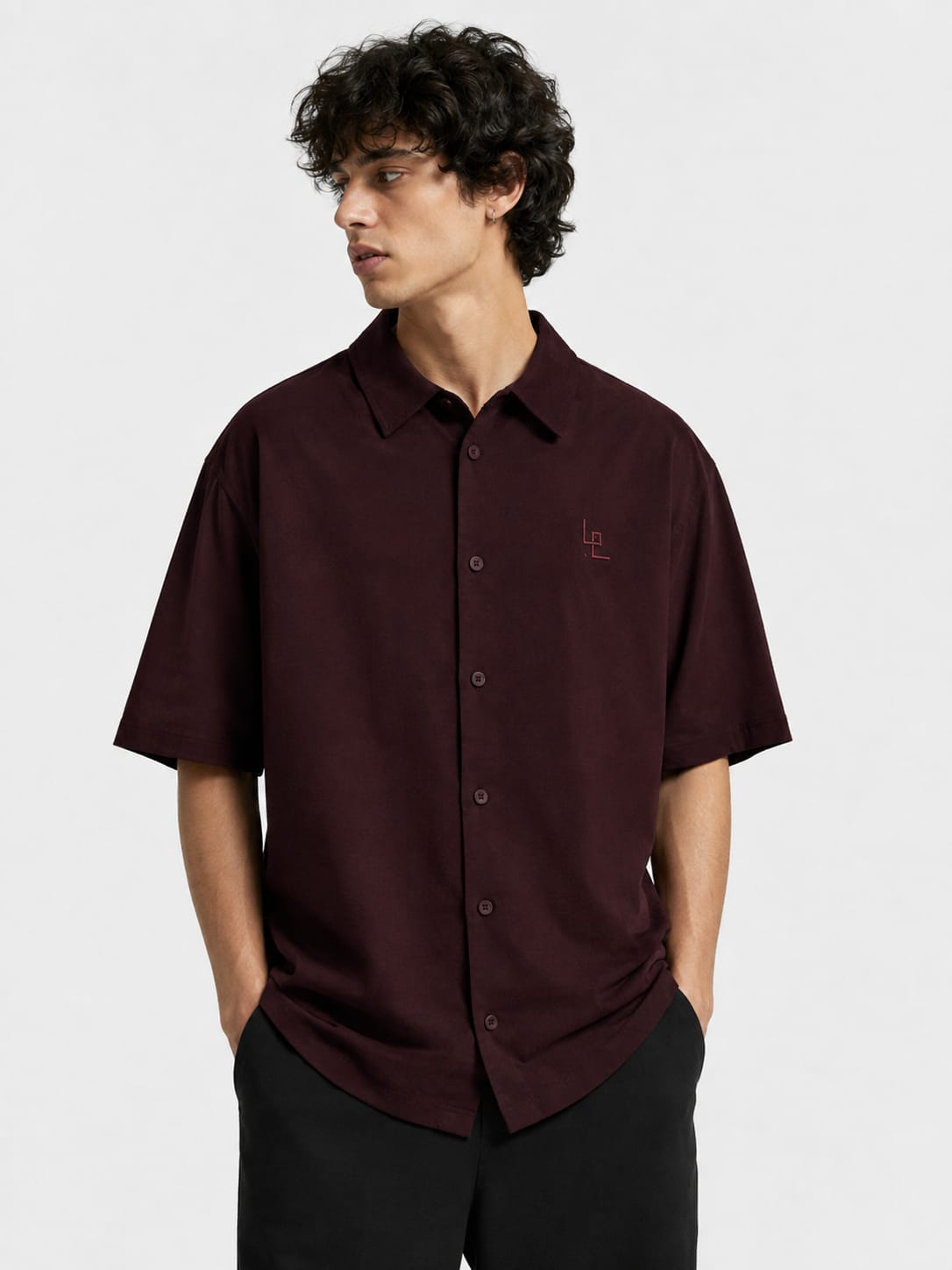 LOWW LISTED Signature Oversized Shirt – Burgundy