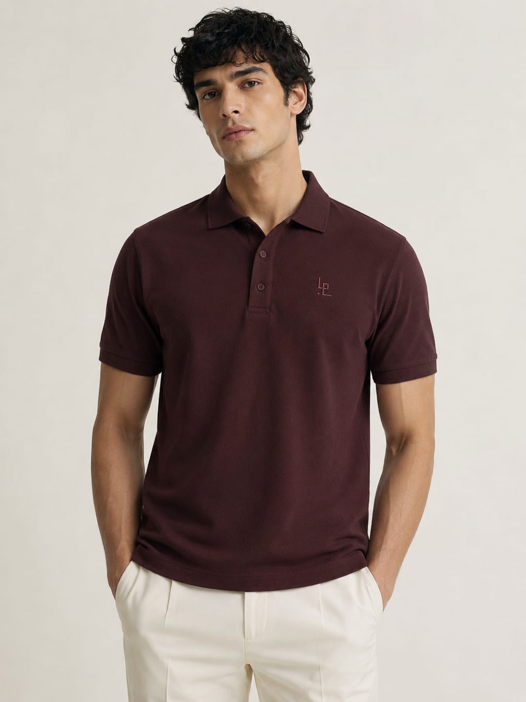 LOWW LISTED Signature Embroidered Polo – Burgundy