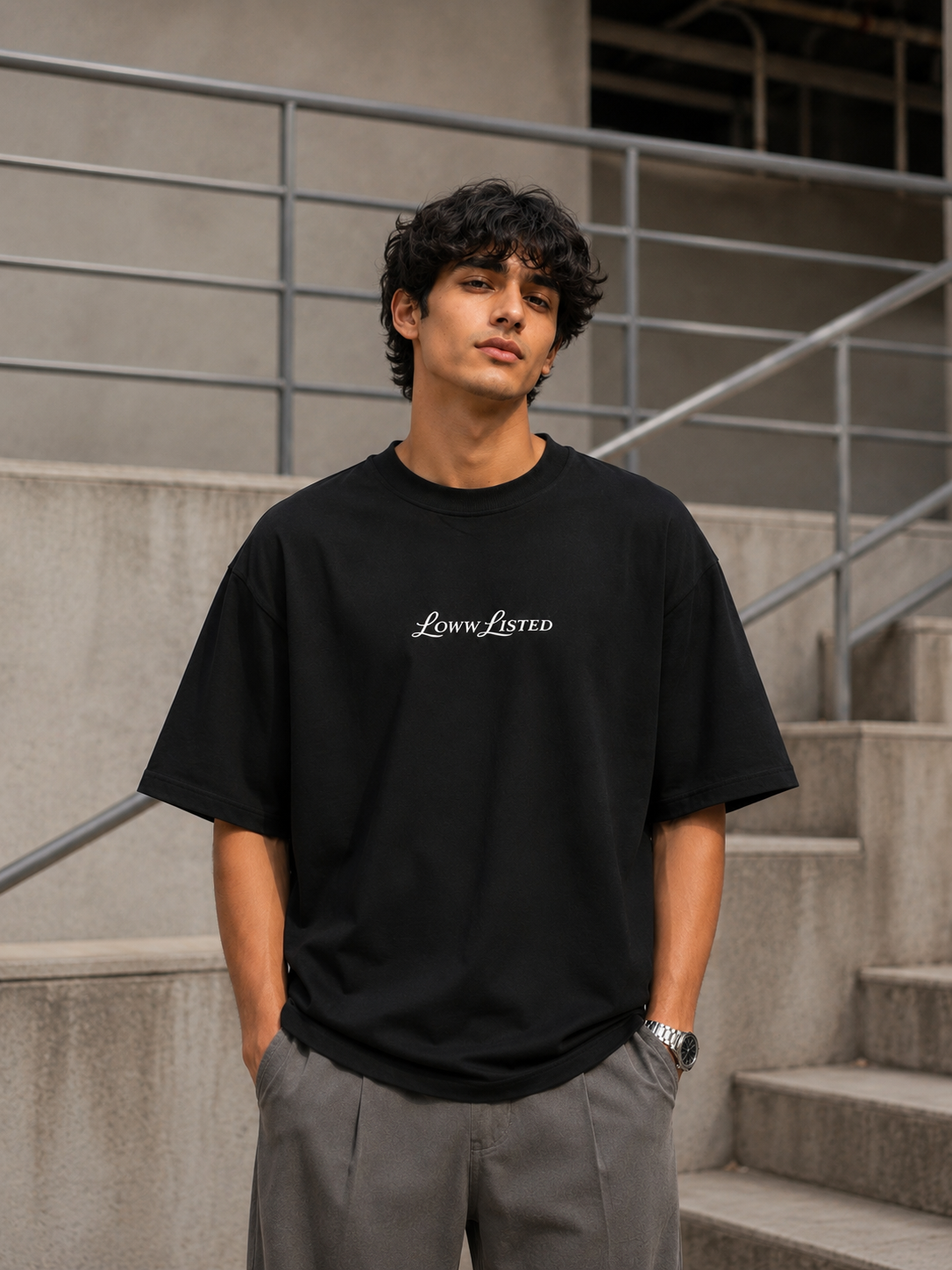 Loww Listed| Not Ignoring You Black Graphic Printed T-shirt